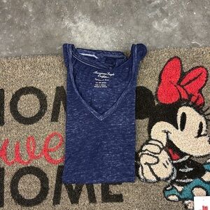 American Eagle Outfitters Favorite Tee Tissue Sheer Dark Blue V-Neck SS Tee XS